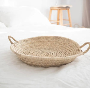 MOROCCAN STRAW WOVEN BASKET
